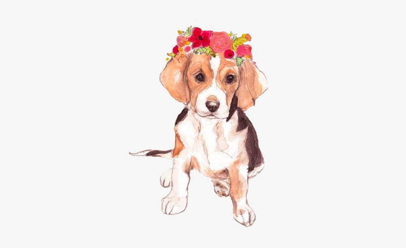 Report Abuse - Dog With Flower Crown Painting, transparent png