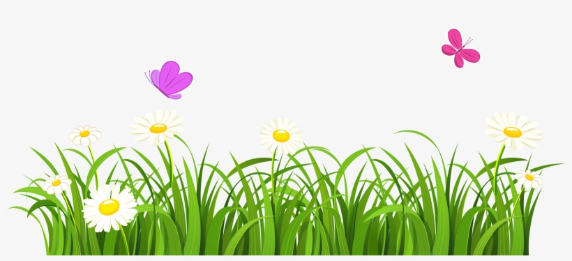 Grass And Butterflies Png Clipart - Grass And Flowers Clipart, transparent png