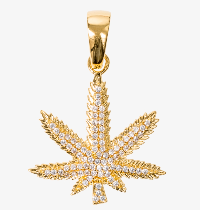 Iced Weed Leaf In Yellow Gold - Weed Chains Iced Out, transparent png