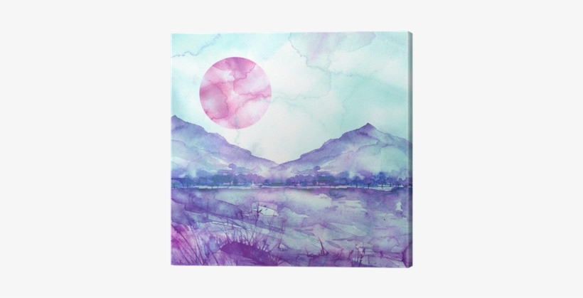 Watercolor Mountain Landscape, Blue, Purple Mountains, - Watercolor Mountains, transparent png
