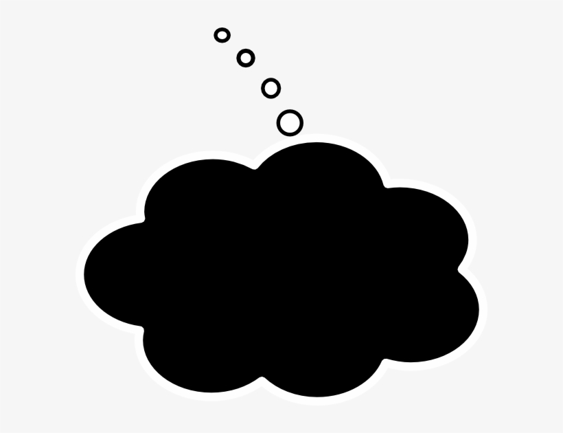 Black Thought Bubble White Line Clip Art - Black Cloud Clip Art, transparent png