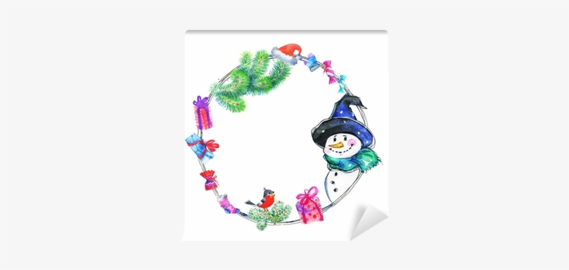 Hand Drawn Christmas Frame - Watercolor Painting, transparent png