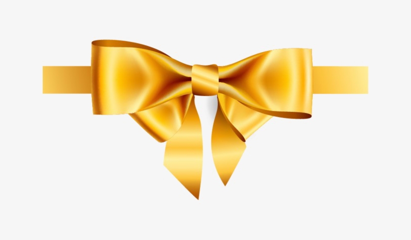 Golden Bow Ribbon Png Image - Gold Bow Png, transparent png