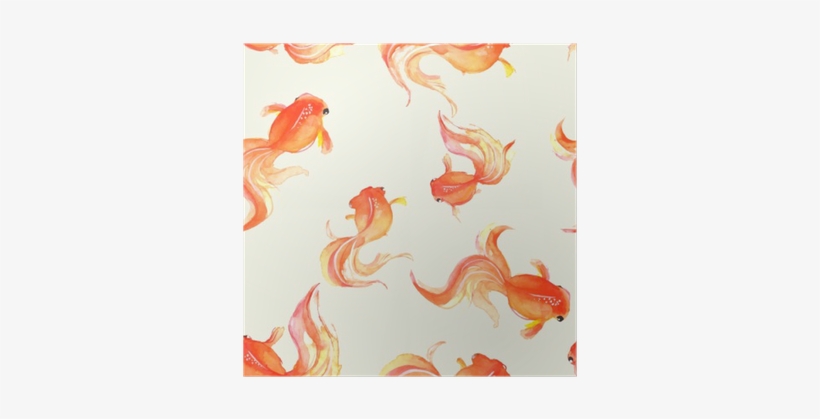 Seamless Background With Hand Drawn Goldfish - Goldfish Watercolor, transparent png