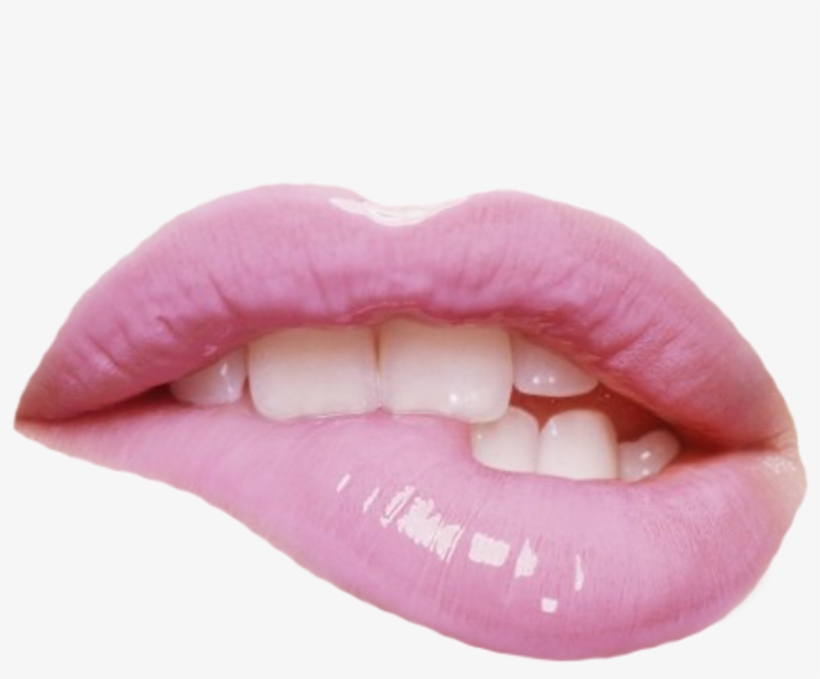 Tumblr Kawaii Cute Picsart Png Sticker Pink Mouth Freet - Lip Bite Transparent, transparent png