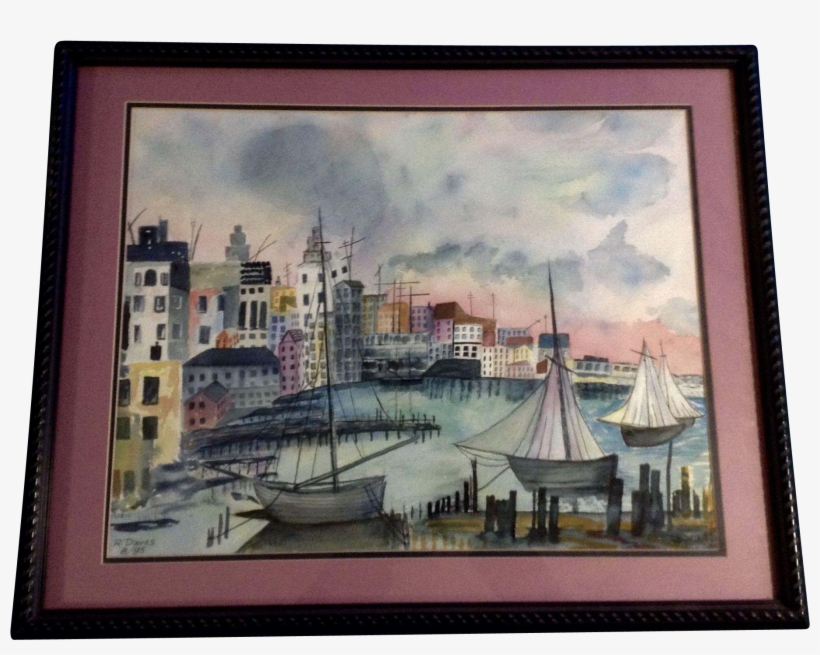 R Daves, Watercolor Painting Harbor Cityscape Works - Watercolor Painting, transparent png