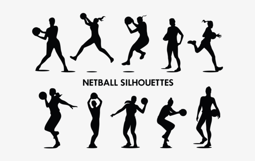 Netball Player Silhouettes Vector - Netball Silhouette, transparent png