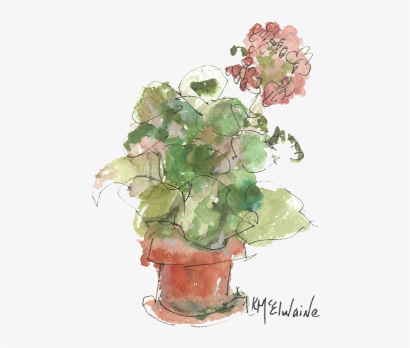 Bleed Area May Not Be Visible - Original Buspaintings Geranium Watercolor Painting, transparent png