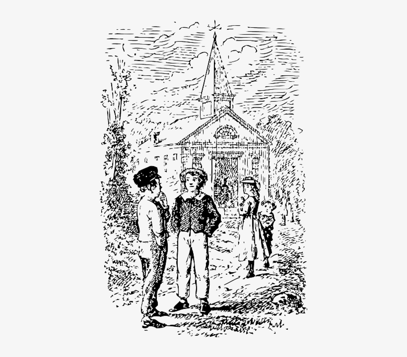 Church, Outline, People, Boy, Man, Automatic, Talking - Tom Sawyer Religion, transparent png