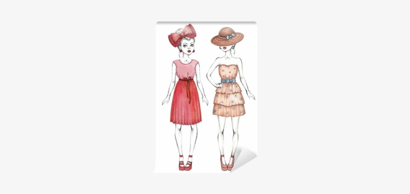 Line Art And Watercolor Wall Mural • Pixers® • We Live - Time To Dress Up! Always Beautiful 2017 Monthly Planner, transparent png