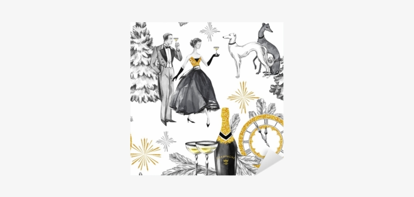 Watercolor Seamless Pattern In Retro Gold Style - Jewellery, transparent png