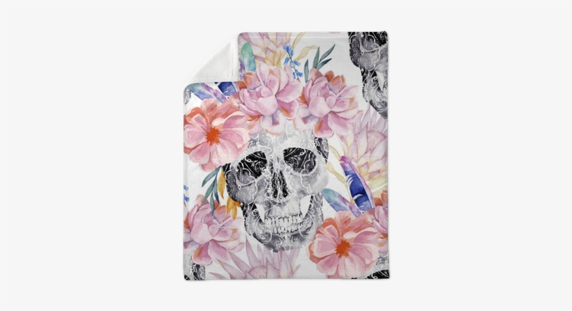 Watercolor Seamless Pattern With Skull, Peony, Protea - Satans Schwester-sammlung Mauspad, transparent png