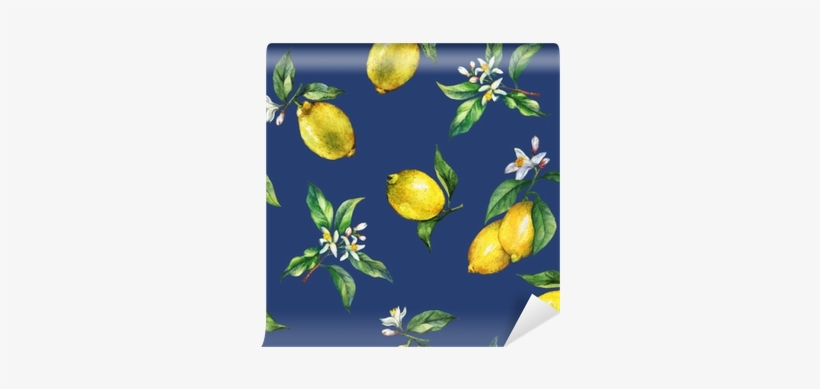 The Seamless Pattern Of The Branches Of Fresh Citrus - Watercolor Painting, transparent png