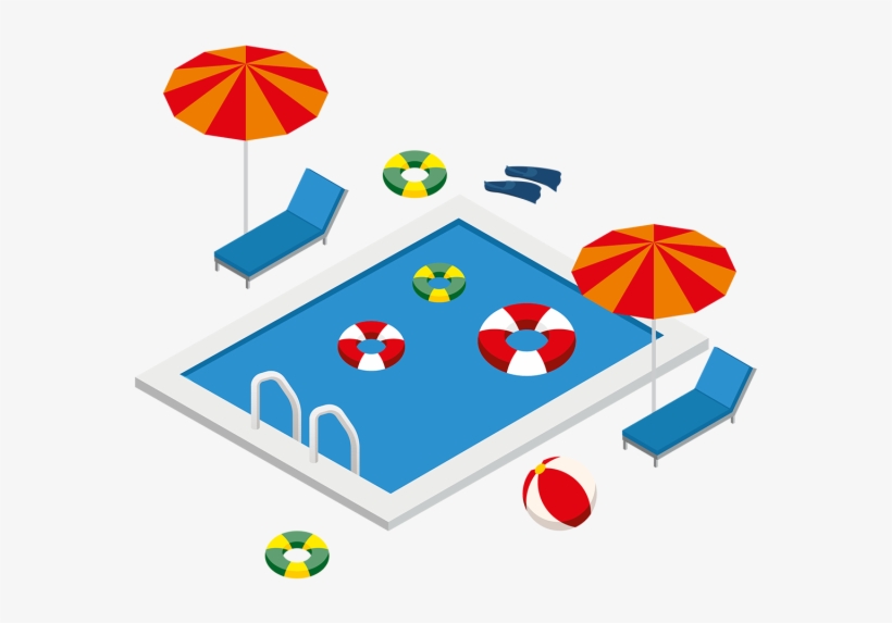 Isometric Swimming Pool With Summer Elements, Isometric, - Isometric Swimming Pool, transparent png
