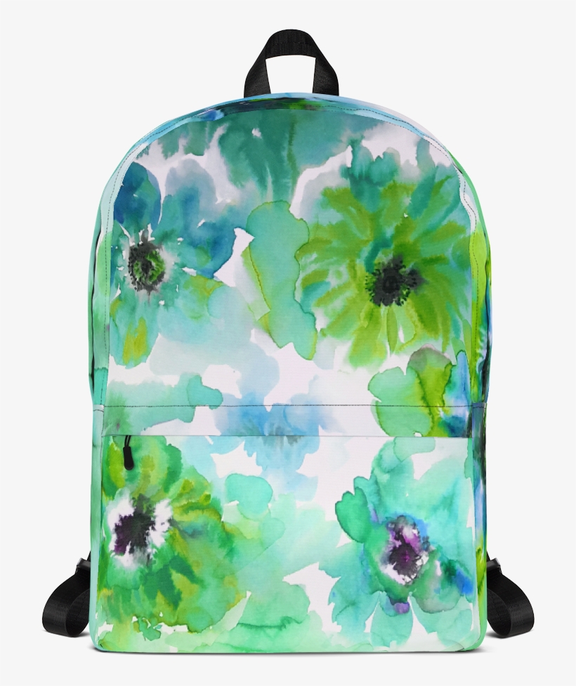 Watercolor Anemones Green Backpack - Png Watercolor Anemones Orange & Yellow Backpack, transparent png