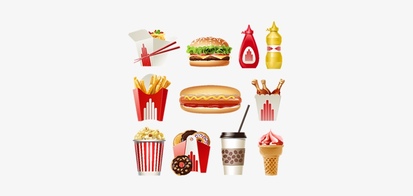 Set Beautiful Cartoon Icons Of Fast Food, Food, Fast, - Comida Rapida Caricatura, transparent png