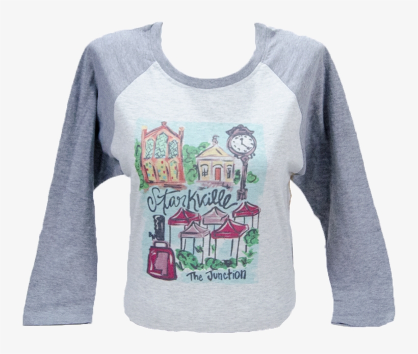 Starkville Watercolor Painting 3 Quarter Sleeve Tee - Long-sleeved T-shirt, transparent png