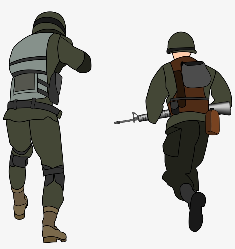 Vector Free Library Charging Rear View Big Image Png - Cartoon Soldier Back View, transparent png