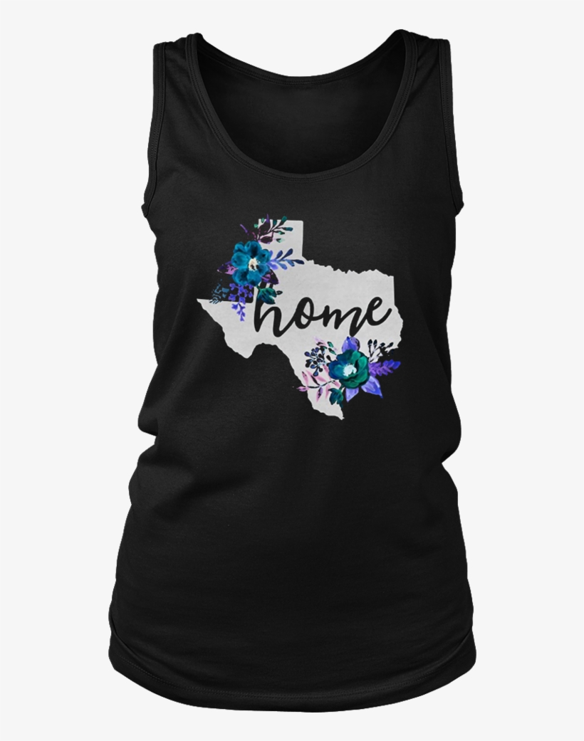 Texas Home Chalkboard Watercolor Flowers State T-shirt - Shirt, transparent png