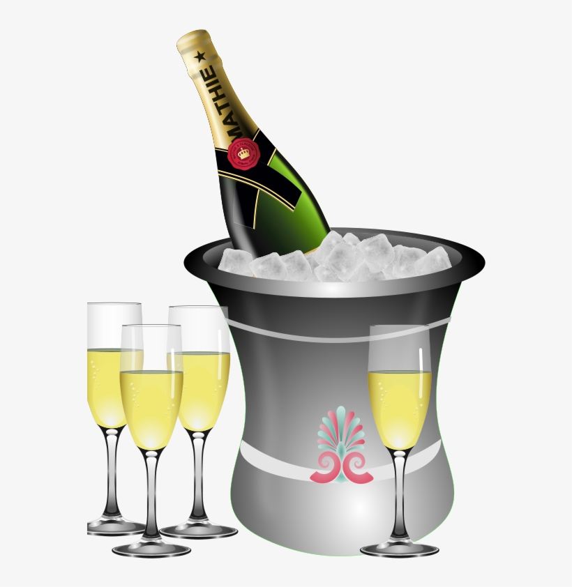 Champagne - Champagne Bottle And Glasses Clipart, transparent png