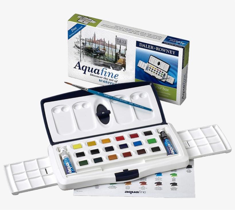 Daler-rowney Aquafine Watercolor Tube & Half Pan Slider - Watercolor Box 18 Half Tablets 2 Daler-rowney Tubes, transparent png