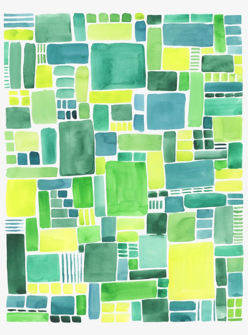 Green Pattern Geometric Watercolor Print - Tile, transparent png
