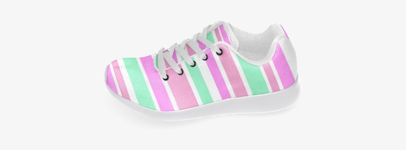 Running Shoes Pink Green Striped Pattern - Skate Shoe, transparent png
