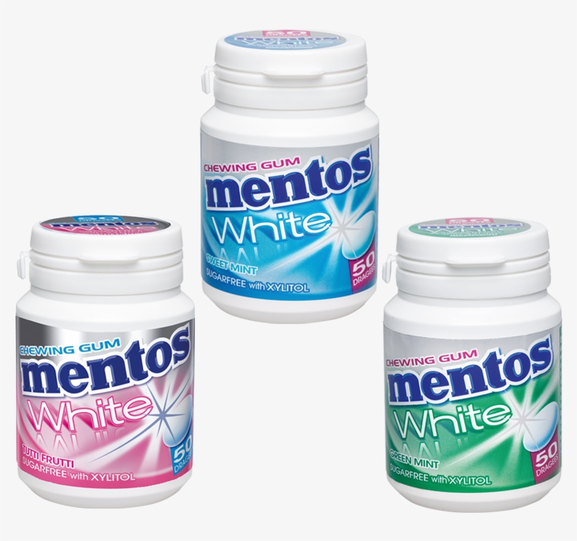 Mentos Gum Bottles White Tutti Frutti, Sweet Mint Und - Mentos Gum White Peppermint Bottle 60g, transparent png