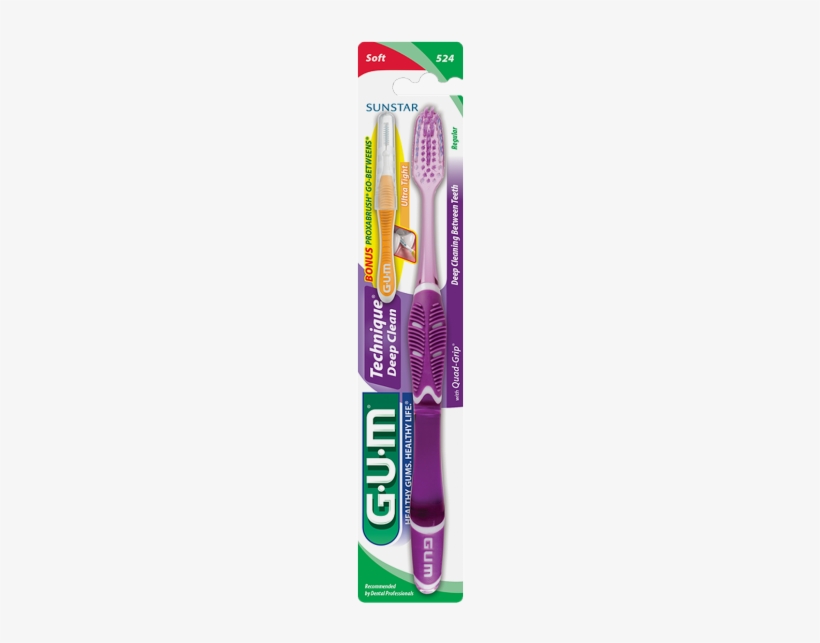 Gum® Technique® Deep Clean Toothbrush With Bonus Proxabrush® - Gum Technique Deep Clean Toothbrush Soft/regular, transparent png