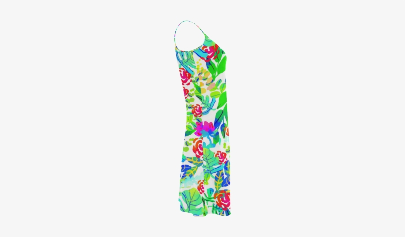 Cute Tropical Watercolor Flowers Alcestis Slip Dress - Koinobori, transparent png
