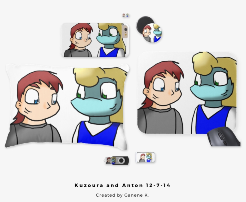 Something That Was Digital Watercolor Practice, But - Kuzoura And Anton 12-7-14 Anime Furry Cute Cufflinks,, transparent png