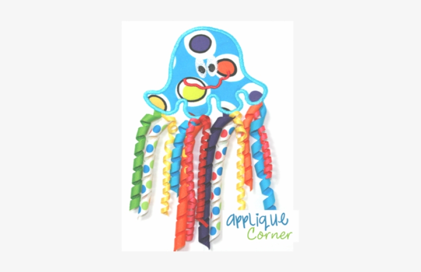 Jellyfish Ribbon Applique Design - Christmas Dump Truck With Tree, Gift, Ornament 6, transparent png
