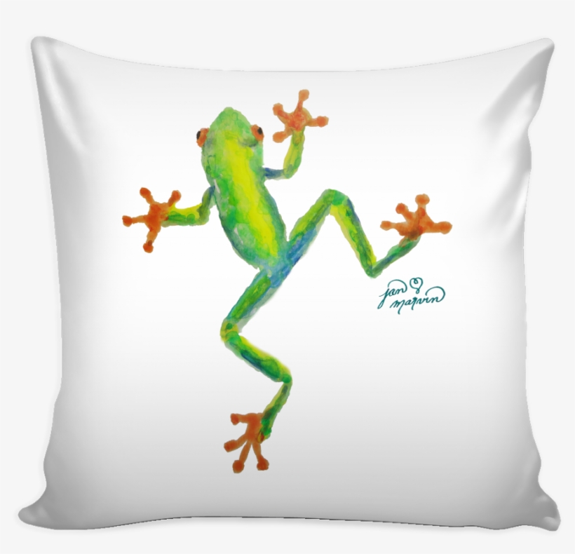 Frog Pillow Cover 16" - Watercolor Frog, transparent png