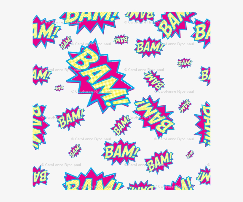 Carol Anne Ryce Paul - Book Fabric - Comic Book - Bam - Custom Fabric By Spoonflower, transparent png