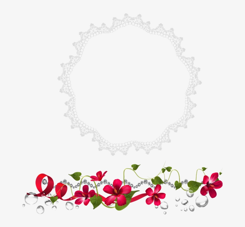 Cluster, Red, Flower, Frame, Ivy, Ribbon - Party, transparent png