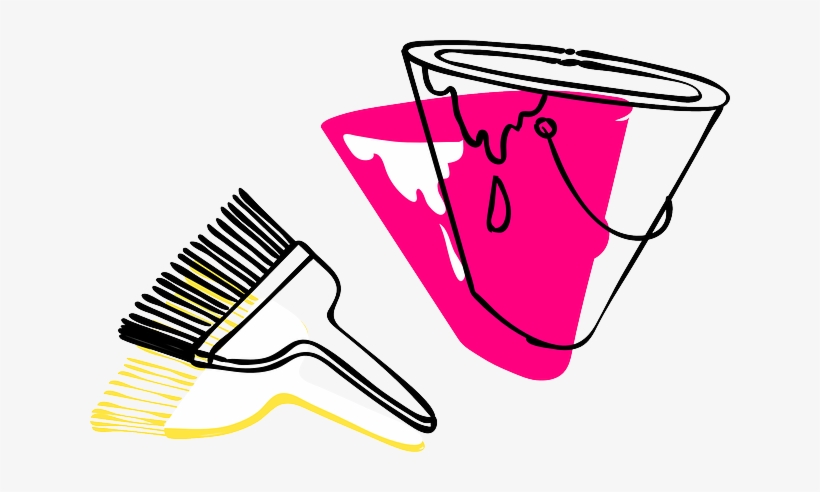 Paint, Brush, Paintbrush, Tool, Bucket, Line Art - พู่กัน Png, transparent png