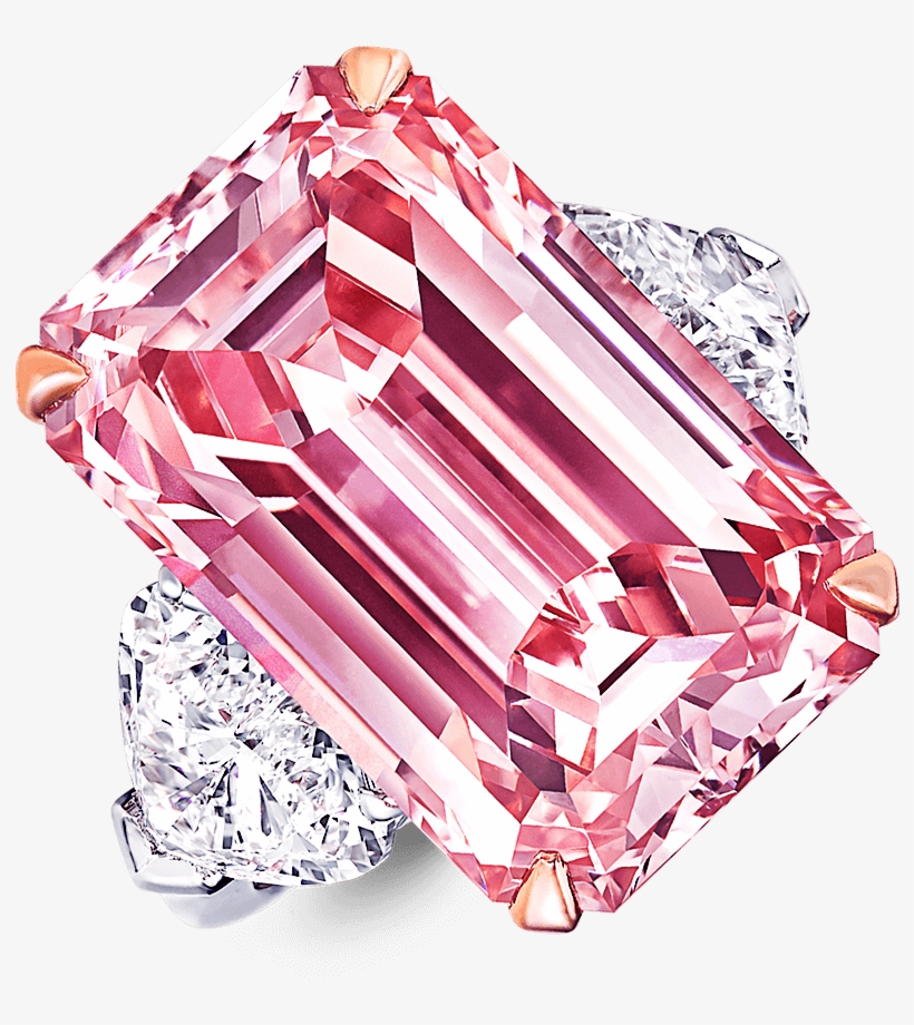 A Graff Emerald Cut Pink Diamond Ring With Heart Shape - Pink Emerald Cut Diamond Ring, transparent png