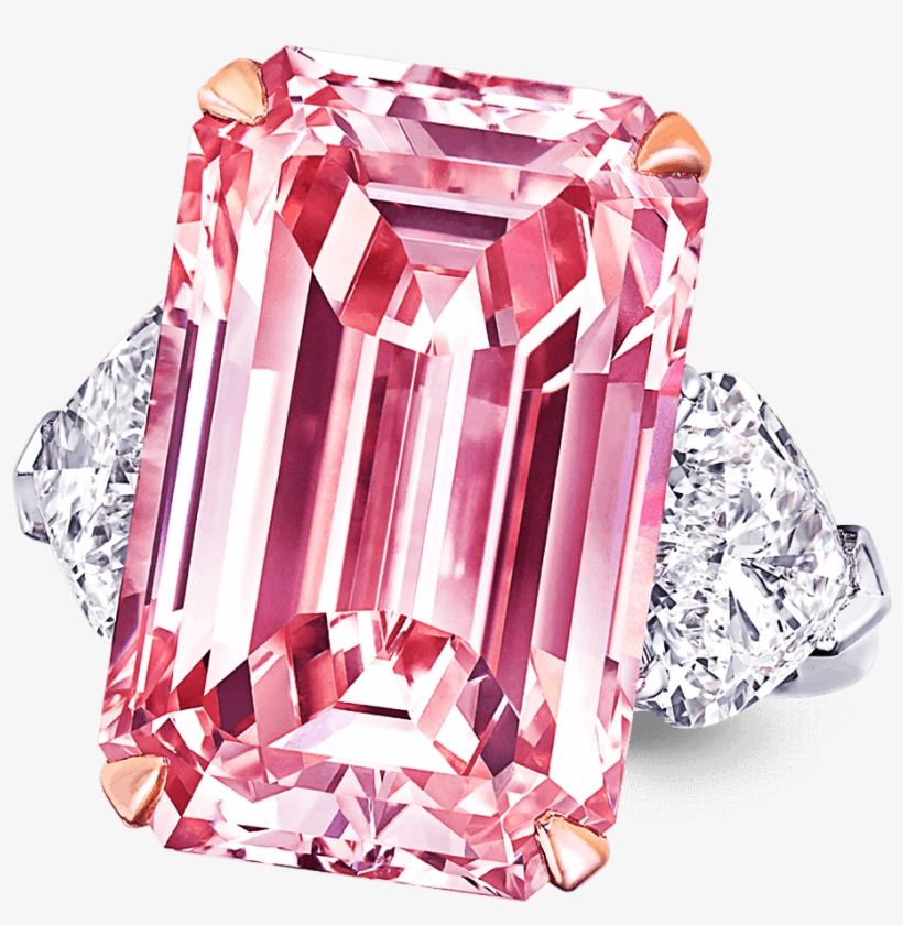 A Graff Emerald Cut Pink Diamond Ring With Heart Shape - Pink Diamond Ring, transparent png