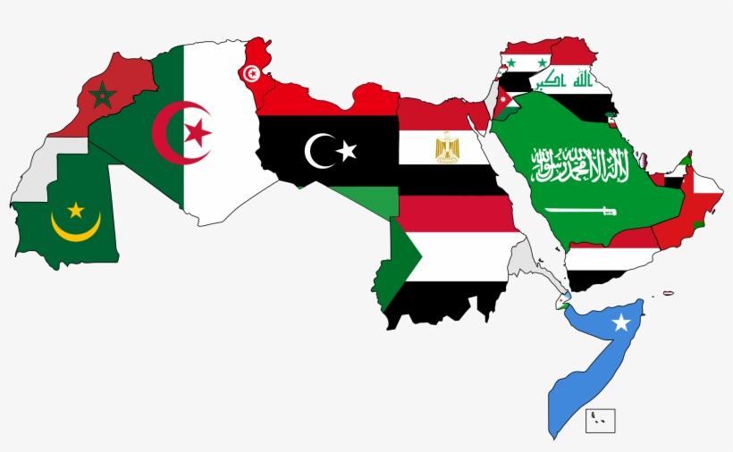 A Map Of The Arab World With Flags - Learn And Memorize Arabic Vocabulary, transparent png