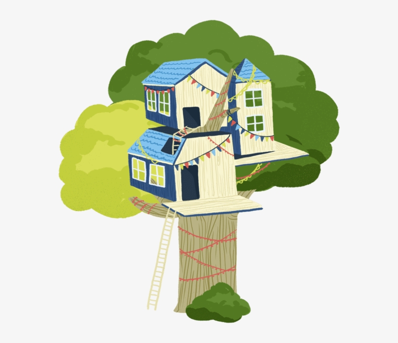 Treehouse Decorated With Colourful Flags Png - Halle, transparent png