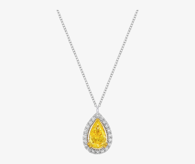 Fancy Intense Yellow Pear Shaped Diamond Necklace - Locket, transparent png