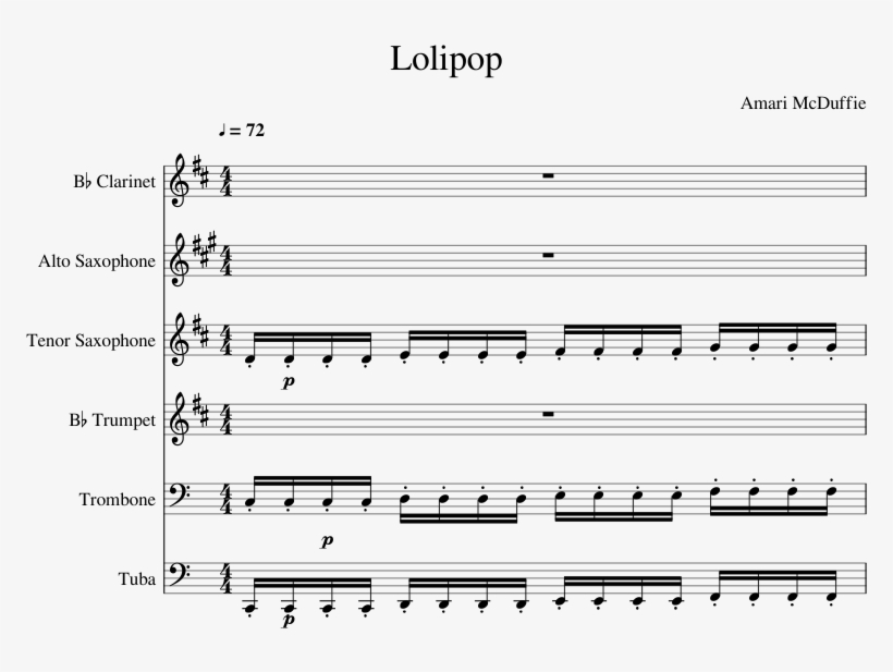 Lolipop Sheet Music Composed By Amari Mcduffie 1 Of - Kiss It Better Sheet Music, transparent png