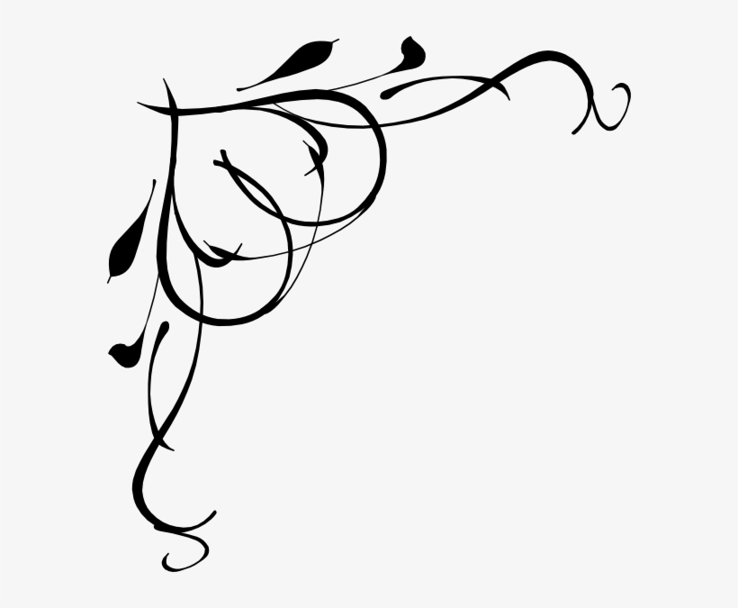 Heart Vine Corner Black Svg Clip Arts 582 X 595 Px, transparent png