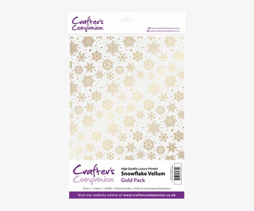 Crafter's Companion Snowflake Vellum - Crafter's Companion Luxury Cardstock Pack, Gold, transparent png