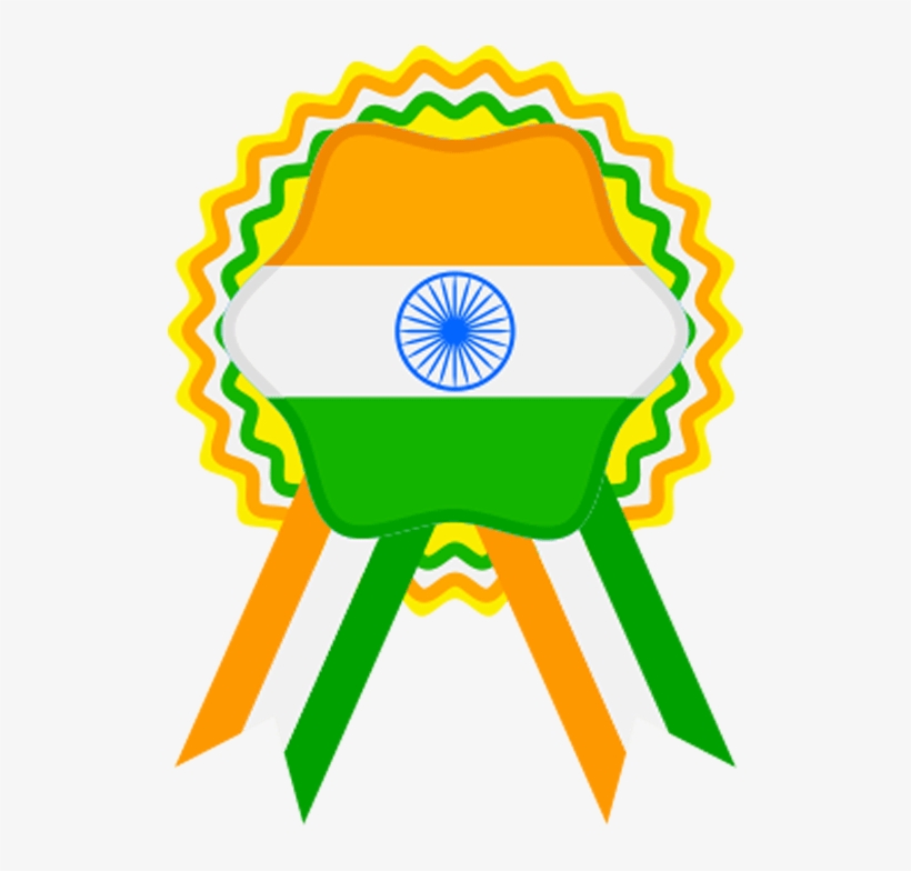 Indian Flag Png Download Source - Indian Independence Day Badge, transparent png