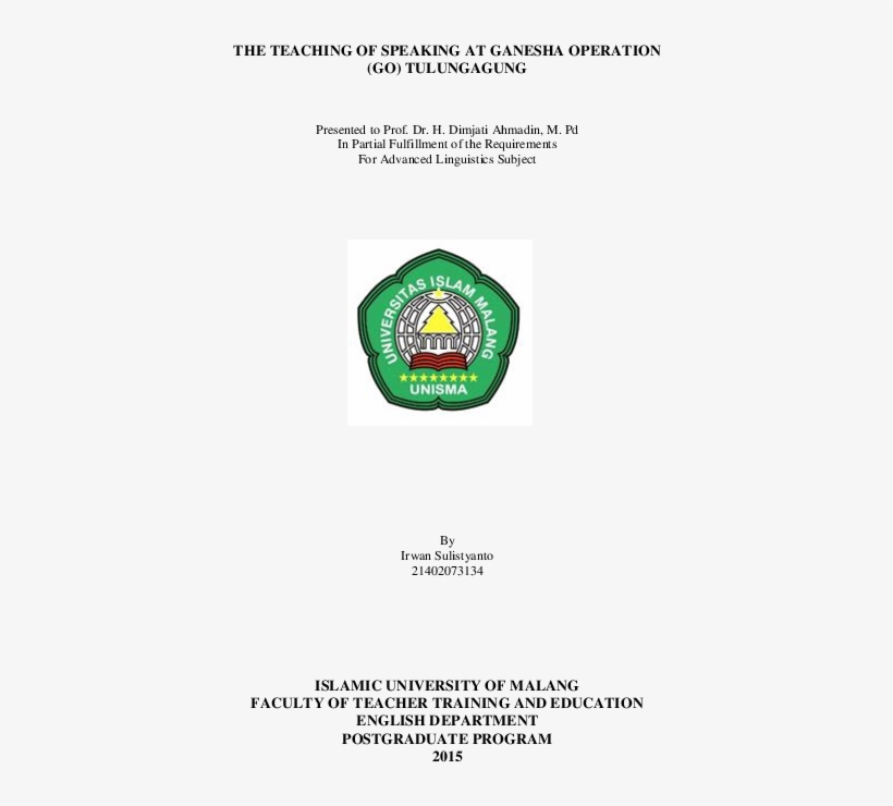 Logo Ganesha Operation Png - Islamic University Of Malang, transparent png