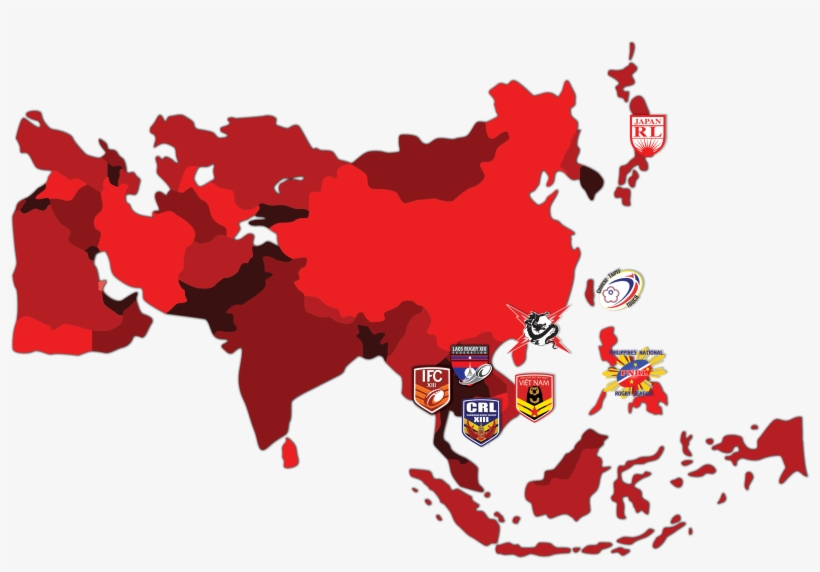 Asean Rugby League Association Members - Asia Blue Map, transparent png