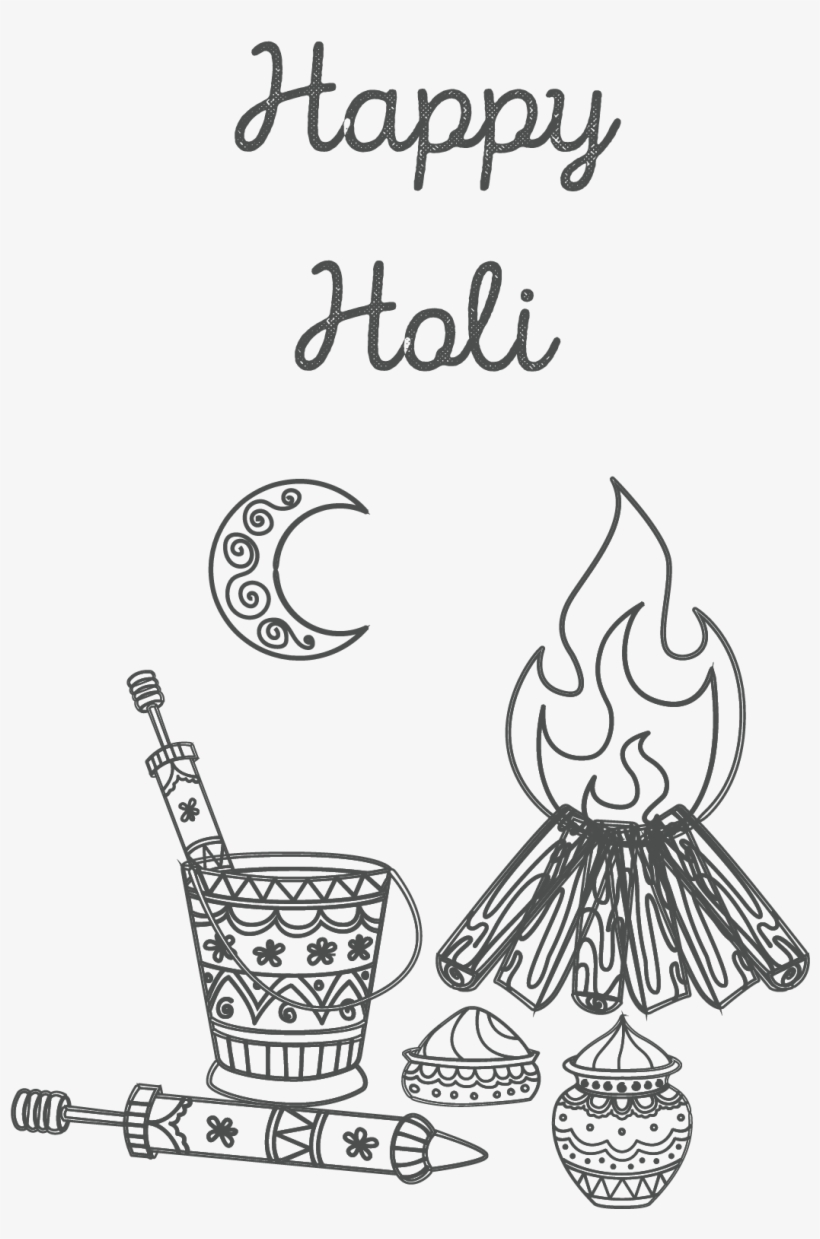 Price - ₹15 - - Happy Holi Cartoon Black And White, transparent png