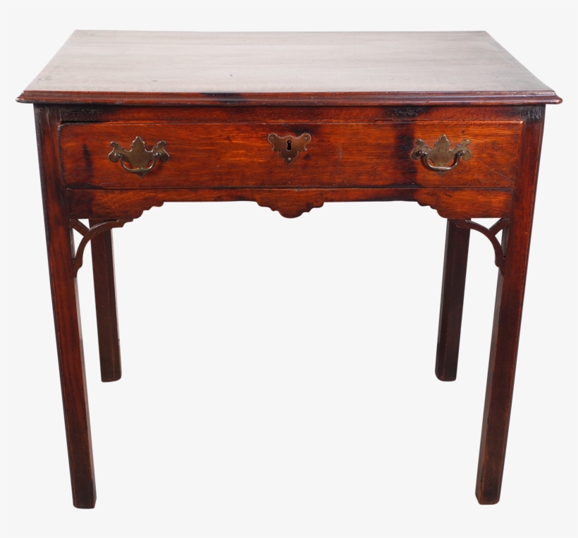 Oak Side Table With Pierced Corner Brackets And Single - End Table, transparent png