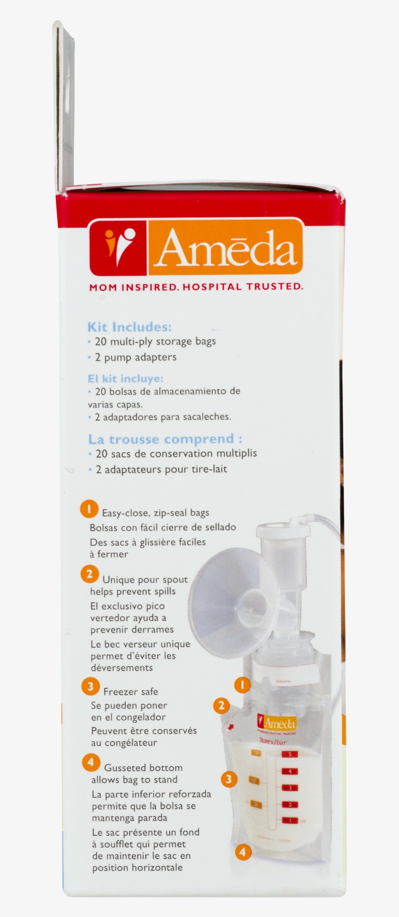 Ameda Store 'n Pour Breast Milk Storage Bags Starter - Cylinder, transparent png